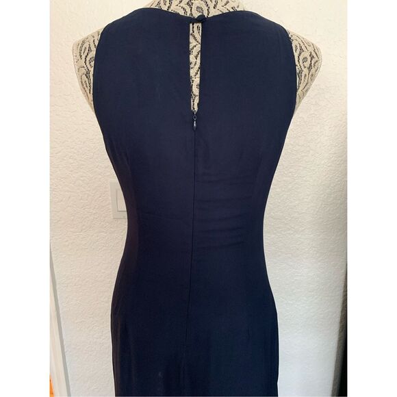 Reformation Senna Draped Neck Georgette Maxi Dress Navy Size 4 - Picture 8 of 12